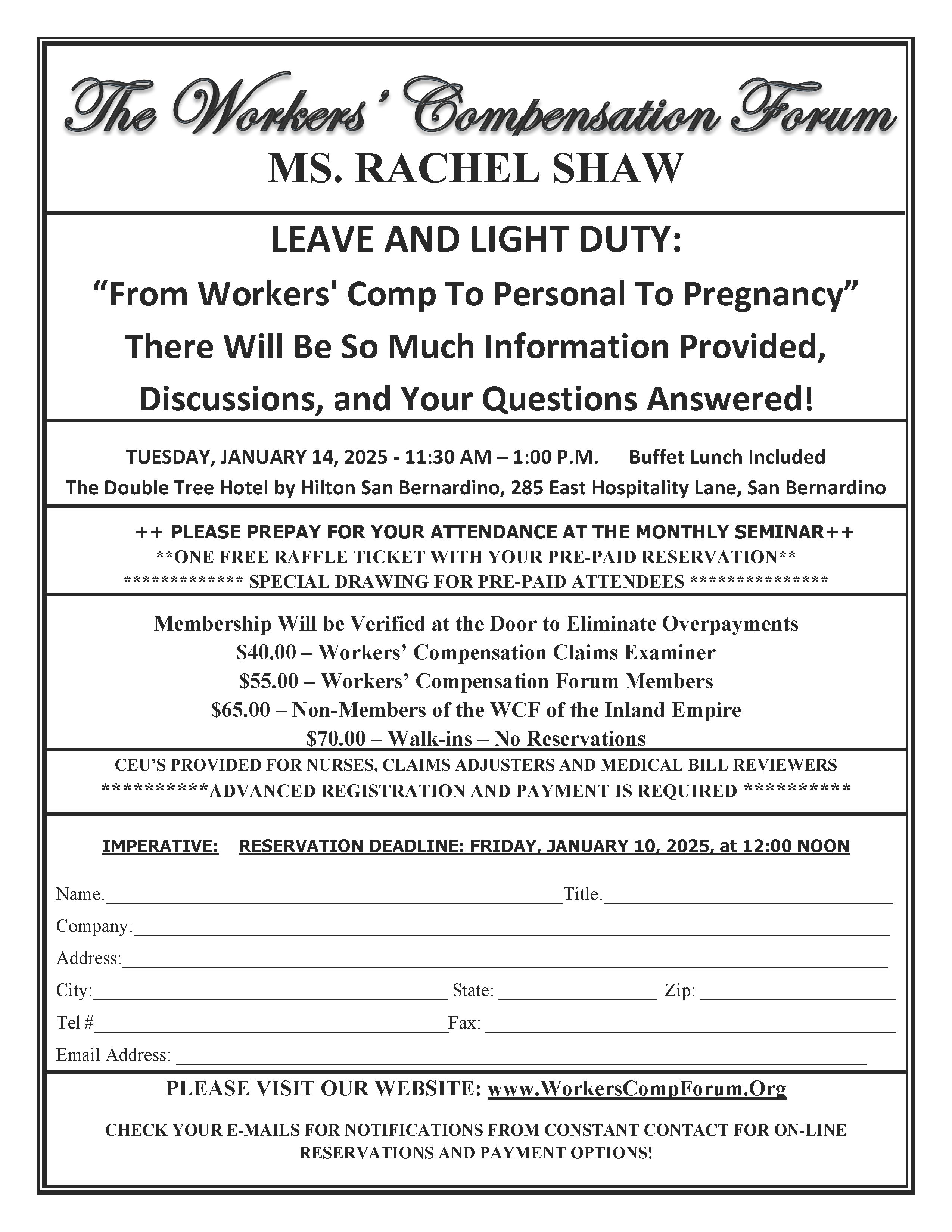 FLYER JANUARY 14, 2025 RACHEL SHAW