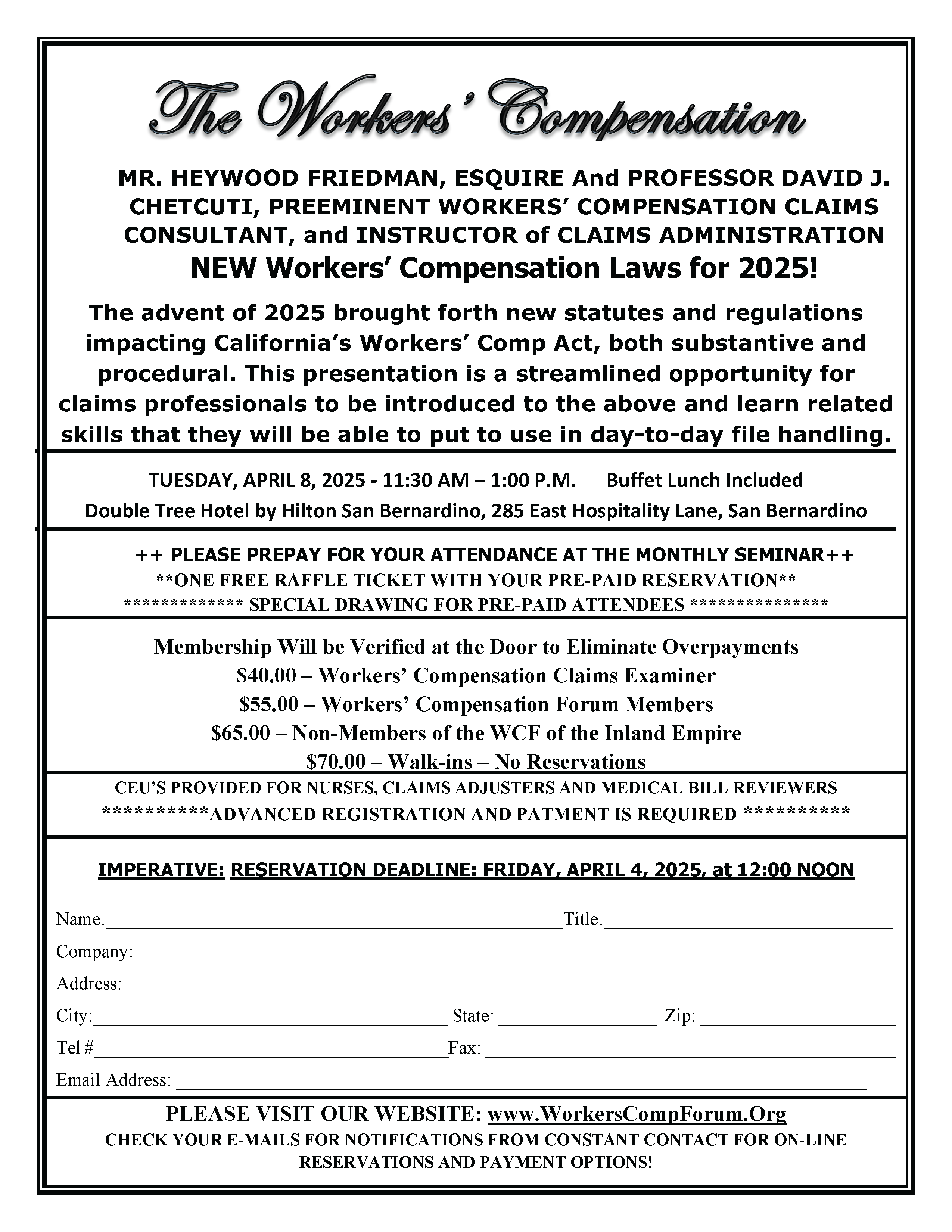 FLYER APR 8 HEYWOOD FREIDMAN AND DAVID J. CHETCUTI